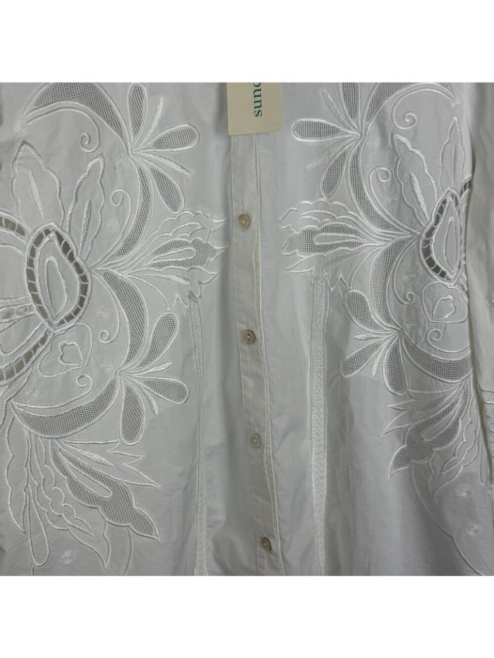 Sundance Monterey White Button Down Blouse Womens Size Small NWT - Picture 7 of 12